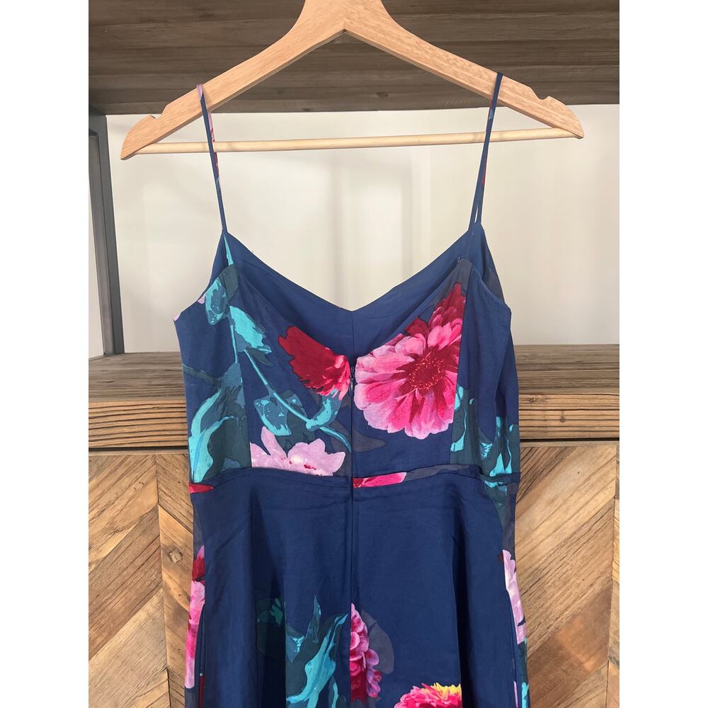 Banana Republic Linen Blend Dress Blue with Tropical Floral Print Size 0 - Picture 5 of 8